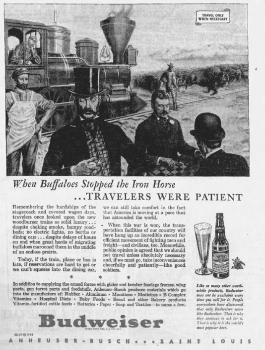 Budweiser - travel only when necessary